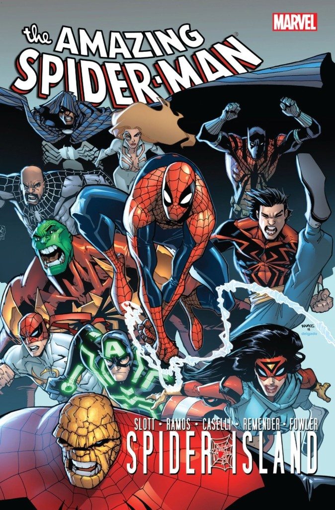 Spider-Island TPB cover by Huberto Ramos. Spider-Man