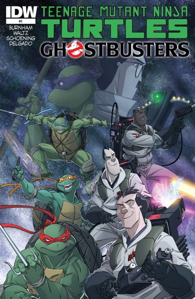 Teenage Mutant Ninja Turtles/Ghostbusters #1 comic book cover by Dan Schoening.