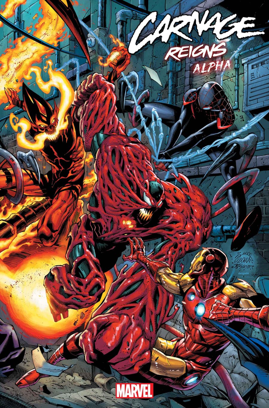 Carnage Reigns Alpha #1 cover by Ryan Stegman.