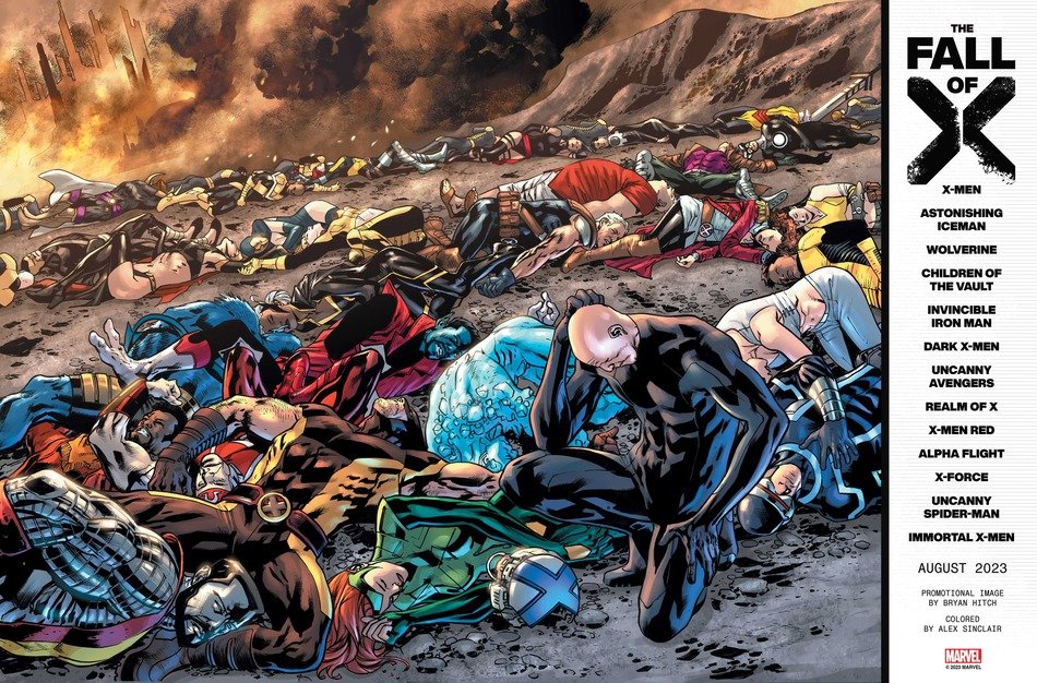 Fall of X promo image by Bryan Hitch and Alex Sinclair.