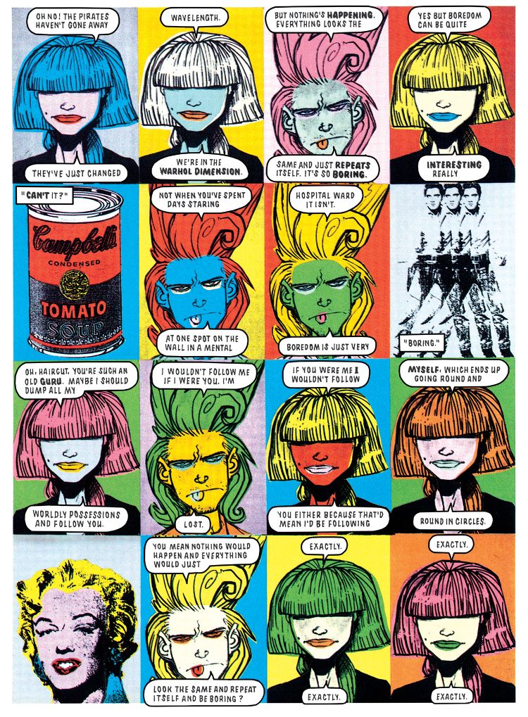 Hewligan’s Haircut page by Peter Milligan, Jamie Hewlett, and Tom Frame.