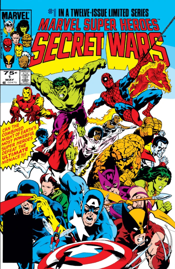 Marvel Super Heroes Secret Wars #1 cover by Mike Zeck and John Beatty.
