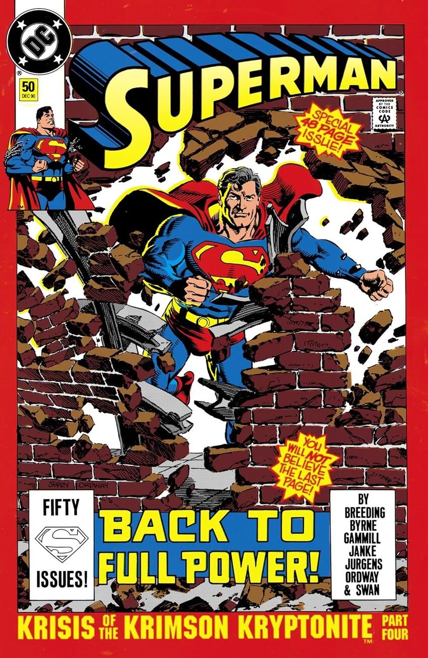 Superman (1987 series) #50 cover by Jerry Ordway.
