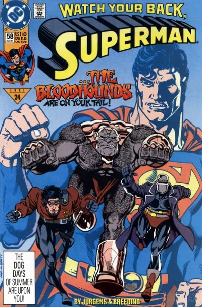 Superman (1987 series) #58 cover by Dan Jurgens.