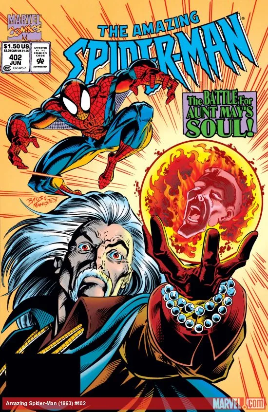 Amazing Spider-Man (1963 series) #402 cover by Mark Bagley and Larry Mahlstedt.