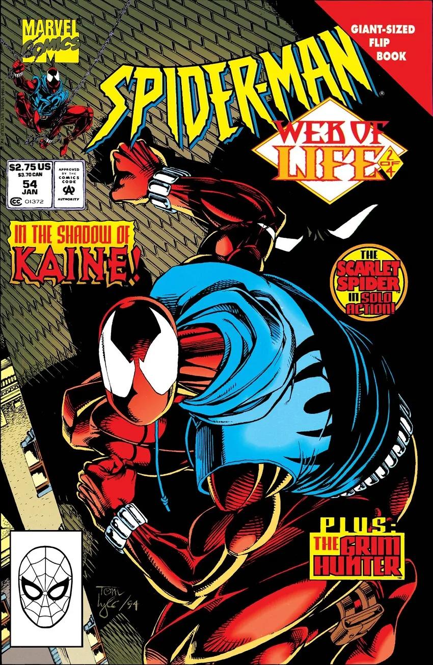 Spider-Man (1990 series) #54 cover by Tom Lyle.