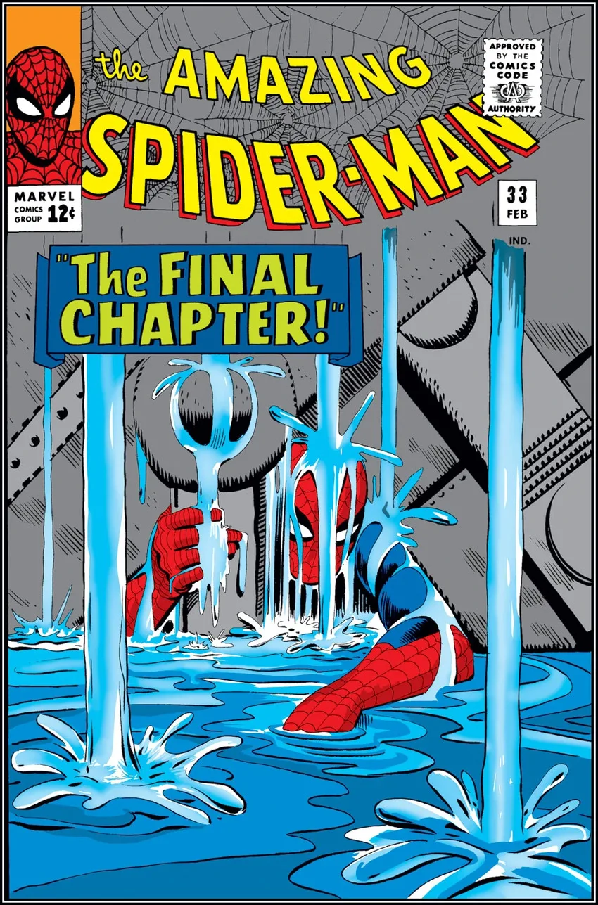 Amazing Spider-Man #33 cover by Steve Ditko, Sam Rosen and Stan Goldberg.