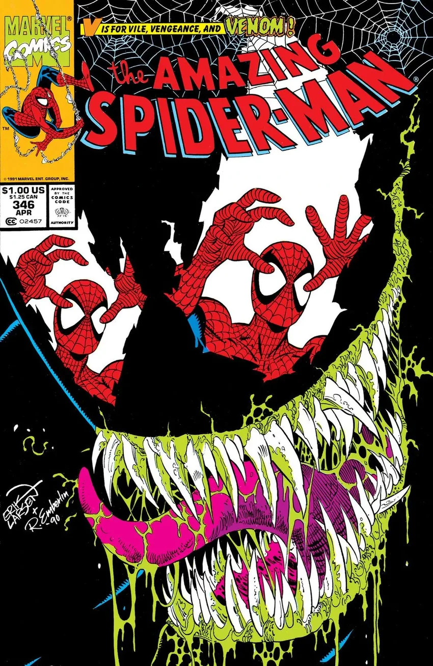 Amazing Spider-Man #346 cover by Erik Larsen.