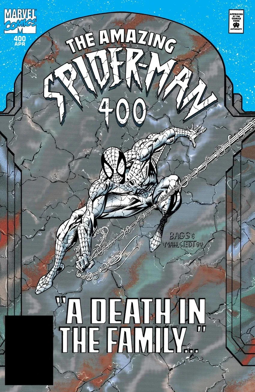 Amazing Spider-Man #400 cover by Mark Bagley and Larry Mahlstedt.