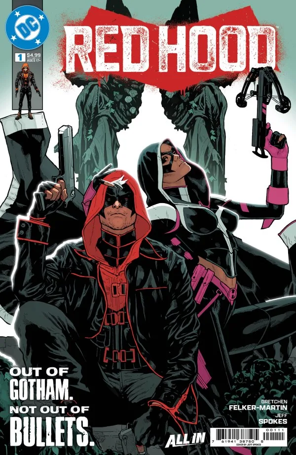 Red Hood (2025 series) #1 cover by Jeff Spokes.