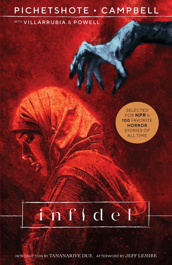 Infidel trade paperback cover by Aaron Campbell.