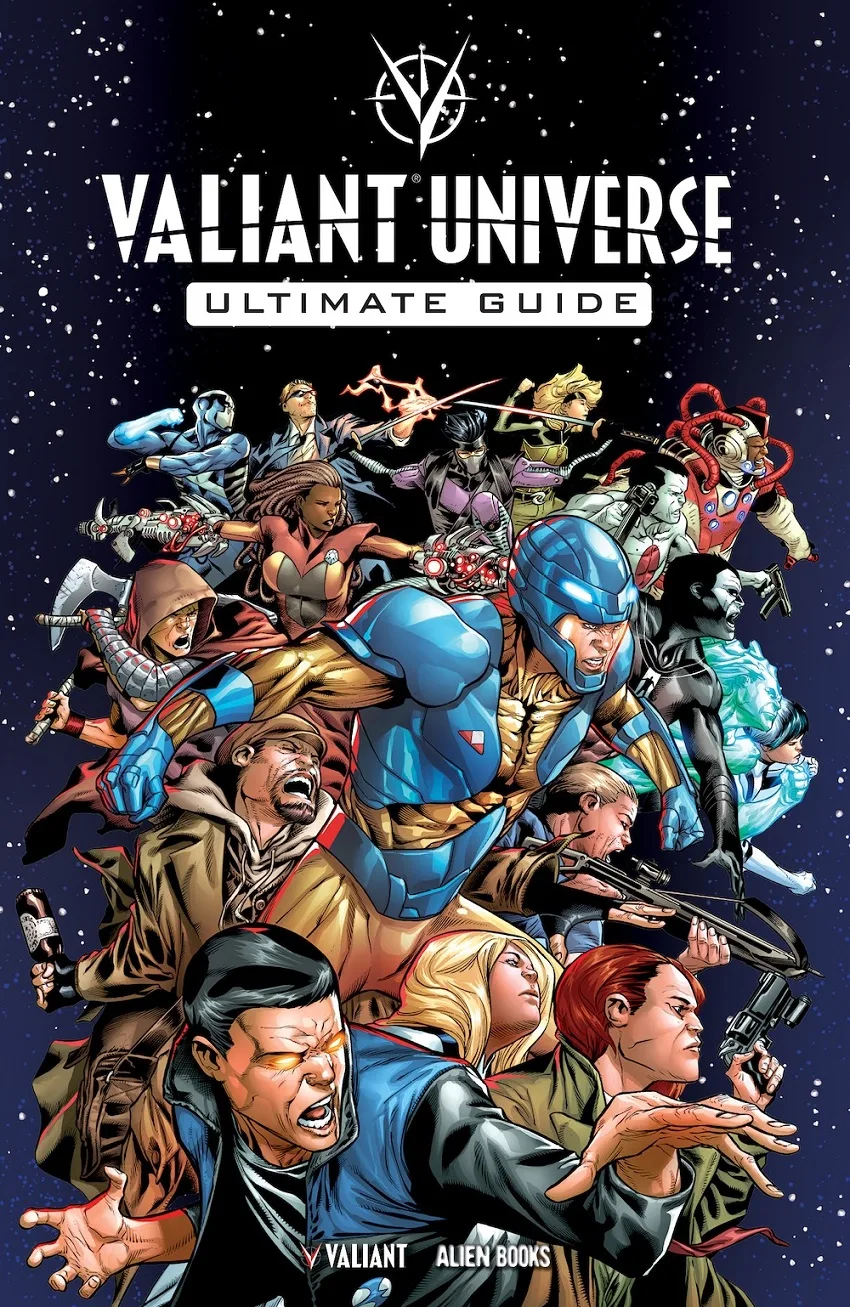 Valiant Universe Ultimate Guide cover by Rafa Sandoval.