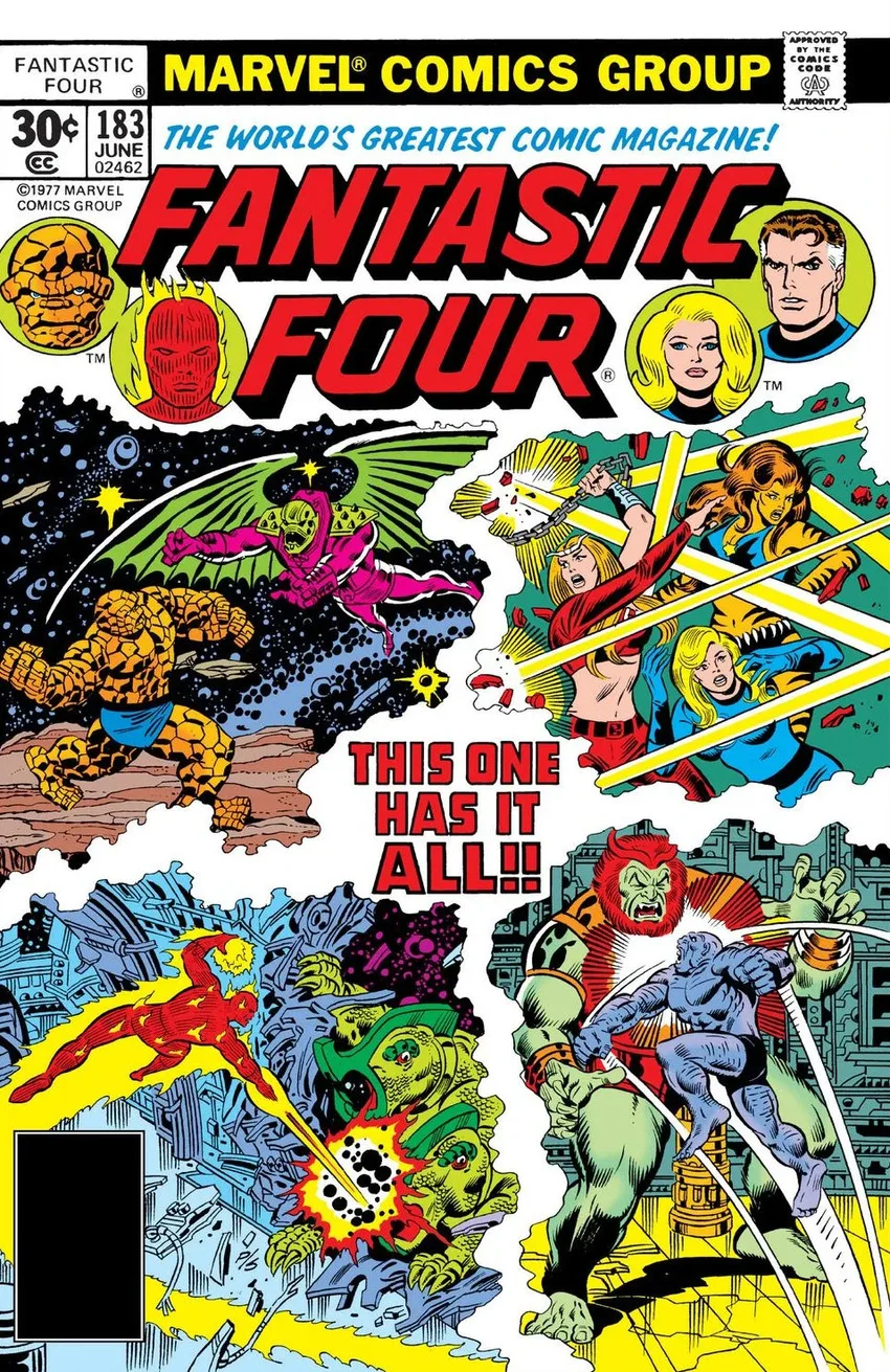 Fantastic Four (1961 series) #183 cover by George Pérez and Joe Sinnott.