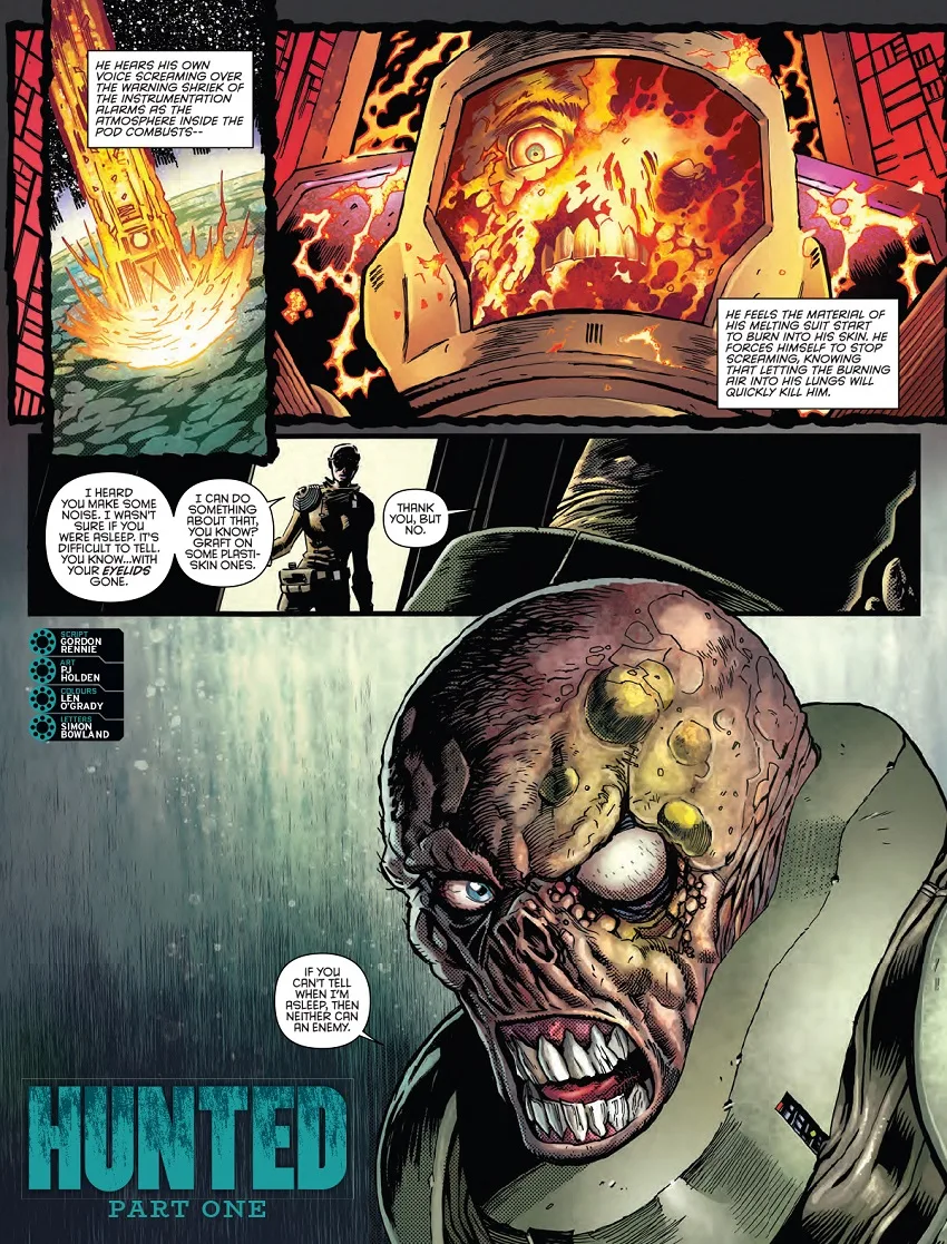Page from 2000 AD 2001 by Gordon Rennie, PJ Holden, Len O'Grady, and Simon Bowland.