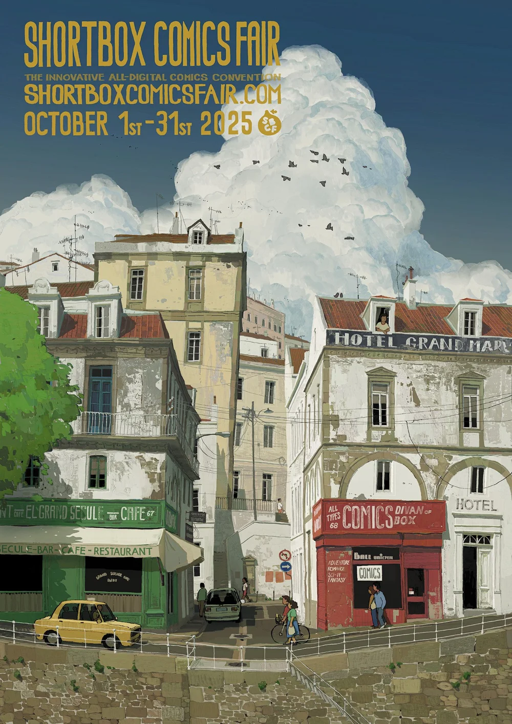 Shortbox Comics Fair 2025 poster by Alariko.