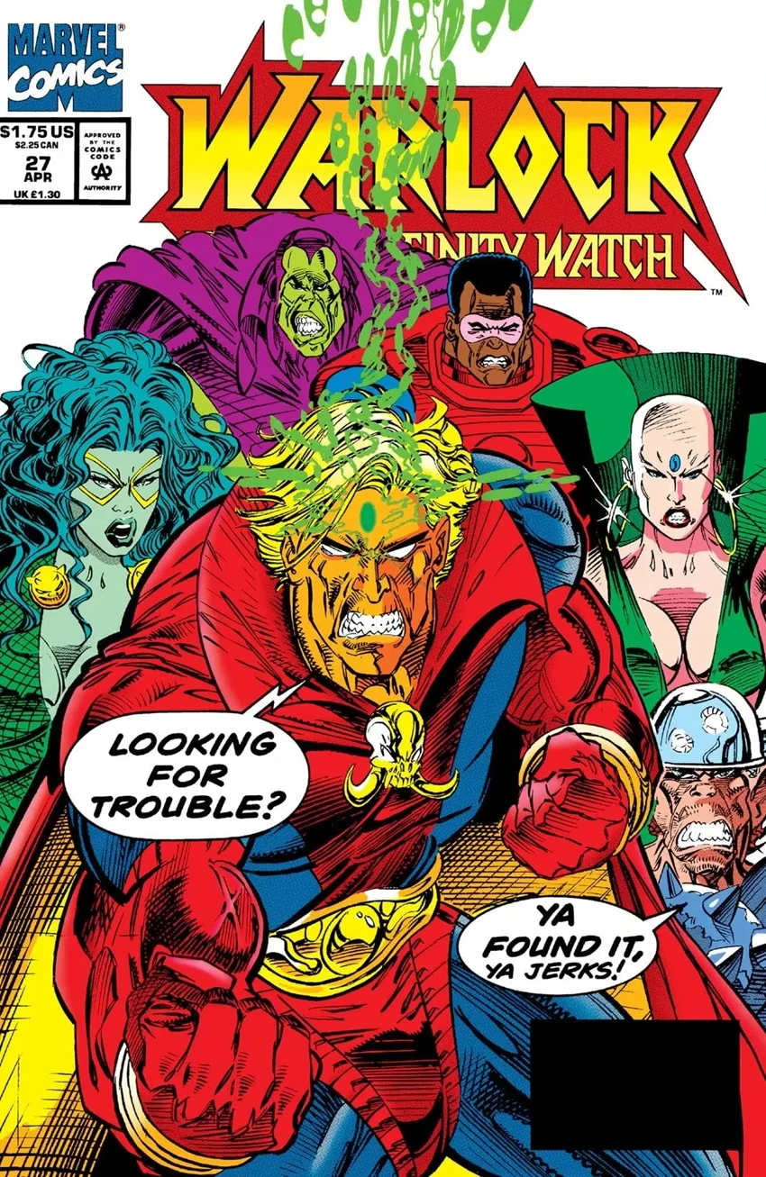 Warlock and the Infinity Watch #27 cover by Tom Grindberg.