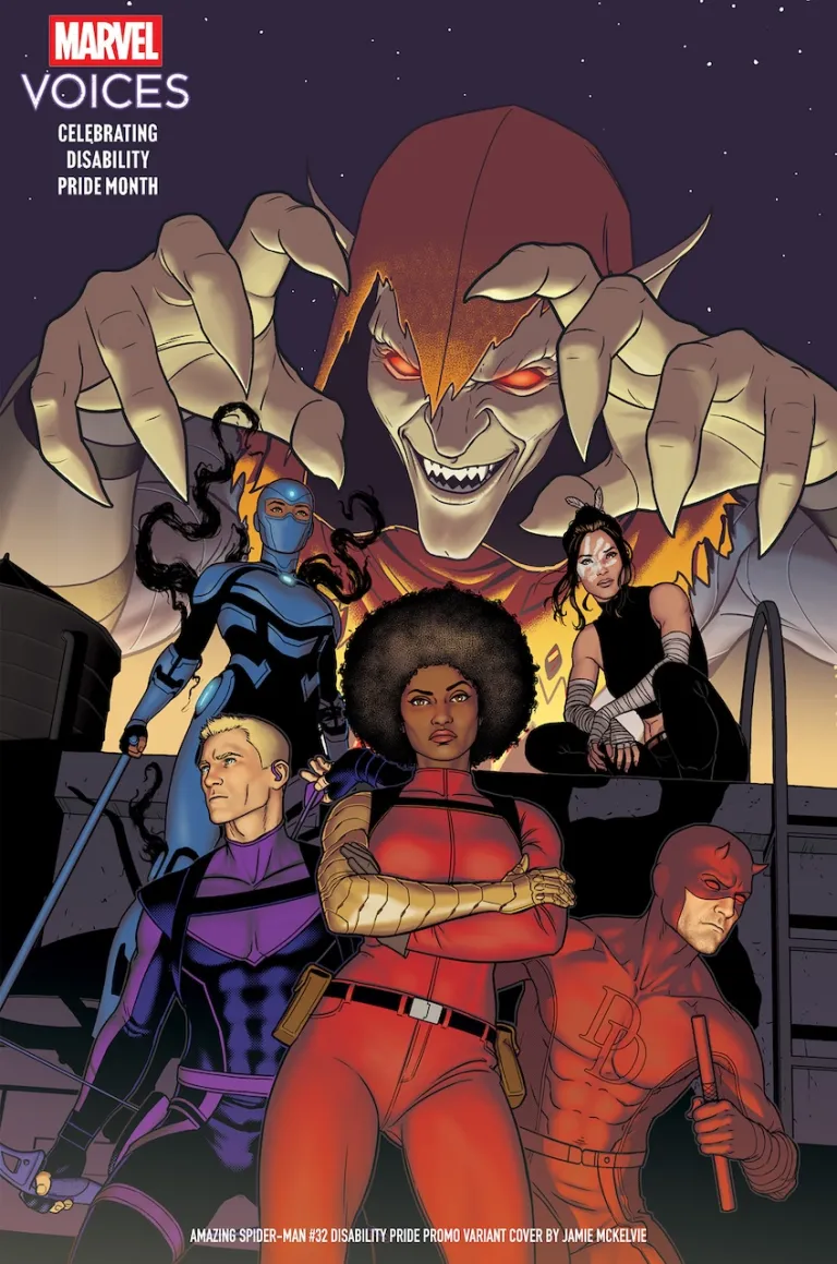 Amazing Spider-Man (2025 series) #32 Disability Pride Month variant cover by Jamie McKelvie.