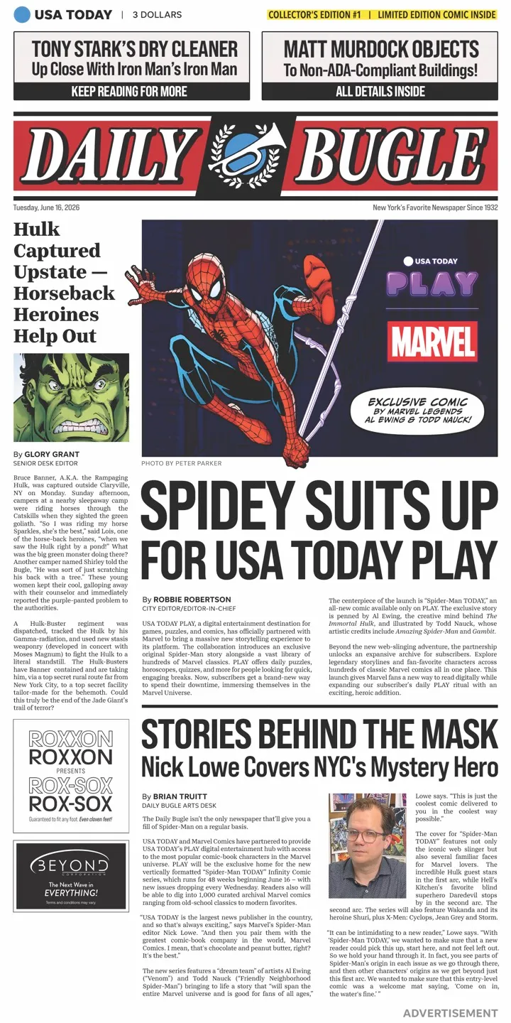 Spider-Man TODAY Daily Bugle promo page.