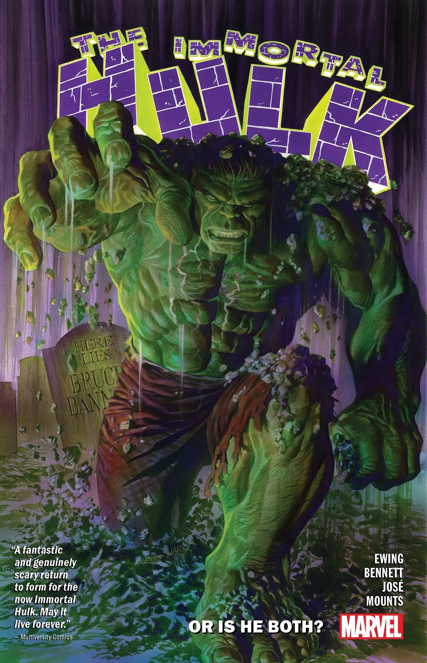 Immortal Hulk Volume 1: Or Is He Both? trade paperback cover by Alex Ross.